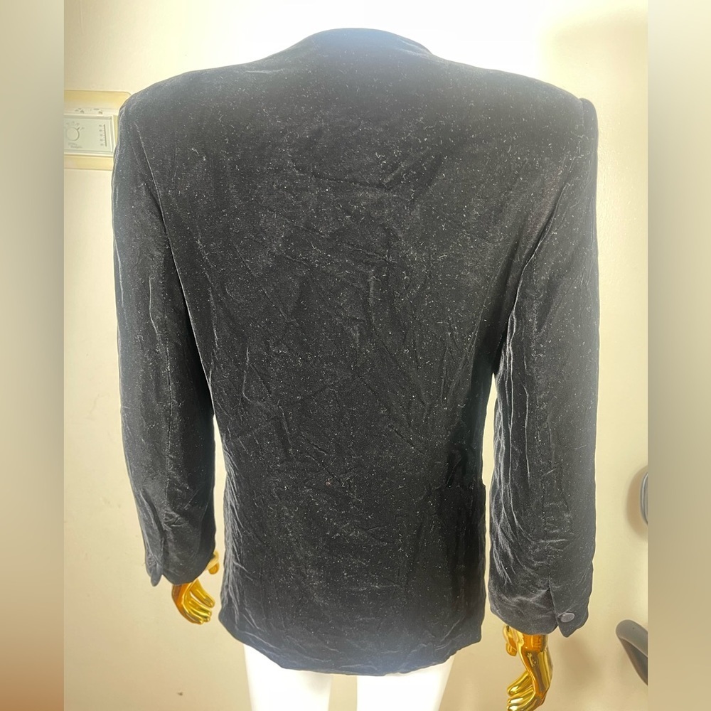Vintage Talbot velvet black old money one button plunge neckline jacket coat 4 - Picture 3 of 5